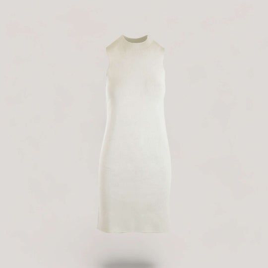 MARGOT | Sleeveless Mock-Neck Short Dress | COLOR: IVORY |3D Knitted by ALLTRUEIST