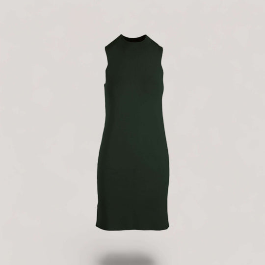 MARGOT | Sleeveless Mock-Neck Short Dress | COLOR: LODEN |3D Knitted by ALLTRUEIST