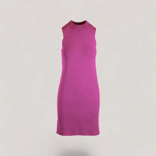 MARGOT | Sleeveless Mock-Neck Short Dress | COLOR: MAGENTA |3D Knitted by ALLTRUEIST