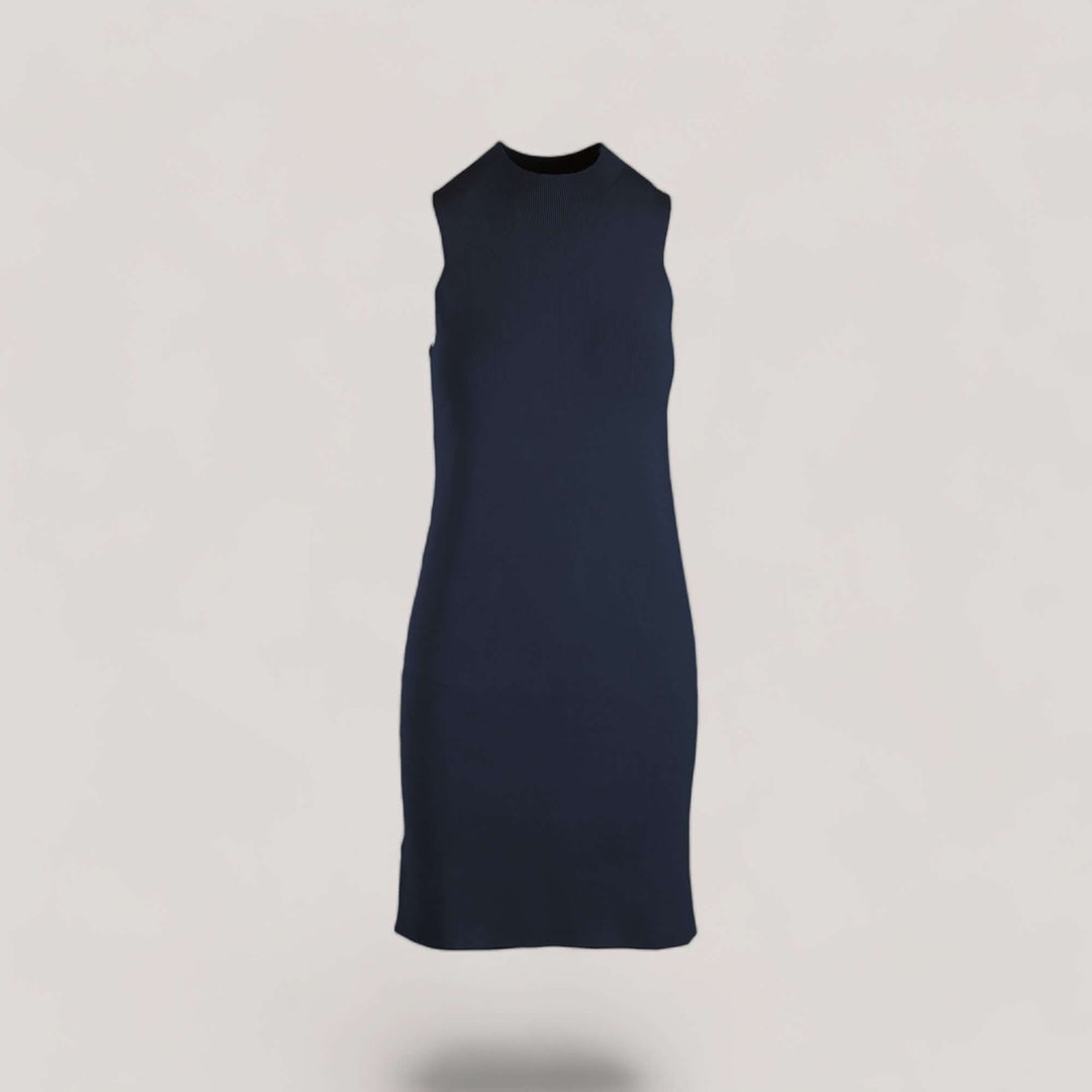MARGOT | Sleeveless Mock-Neck Short Dress | COLOR: NAVY |3D Knitted by ALLTRUEIST