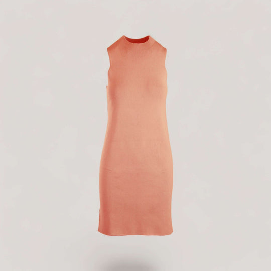 MARGOT | Sleeveless Mock-Neck Short Dress | COLOR: PEACH |3D Knitted by ALLTRUEIST