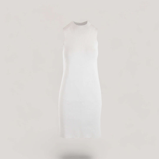 MARGOT | Sleeveless Mock-Neck Short Dress | COLOR: WHITE |3D Knitted by ALLTRUEIST