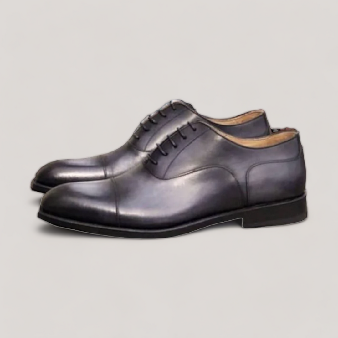 Noto | Black Cap-Toe Oxford Shoes