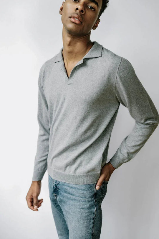 NEIL | Egyptian Cotton Long Sleeve Open Polo