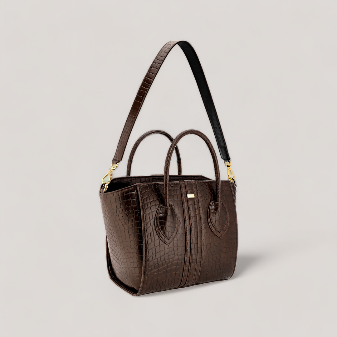 1.4 - Midi Tote Bag - Mokka Croco | Vegan Handbags | By Alexandra K.. Available at ALLTRUEIST