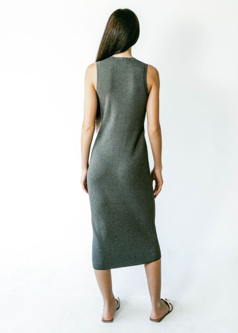 CELINE | Sleeveless Crew-Neck Rib Long Dress
