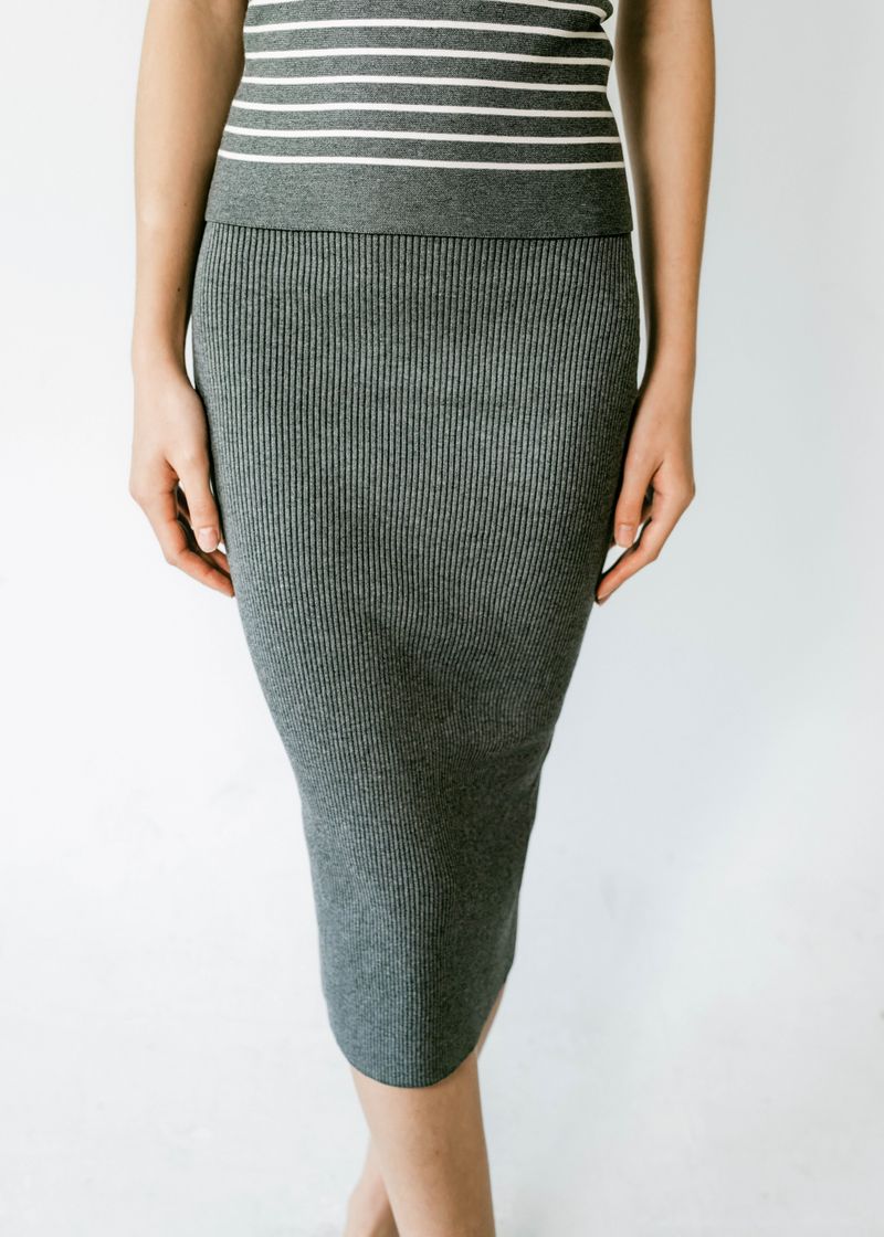 ELLERY | Jupe mi-longue côtelée à taille haute