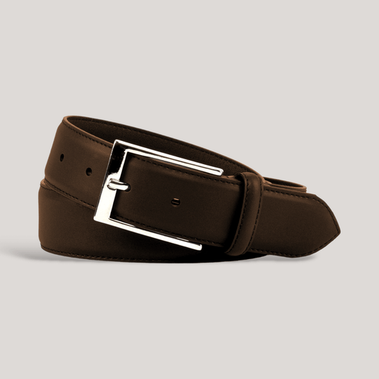 SOPHOS - Dark Brown Vegan Belt - Silver | Made To Order | Sustainable Belts | ALLTRUEIST