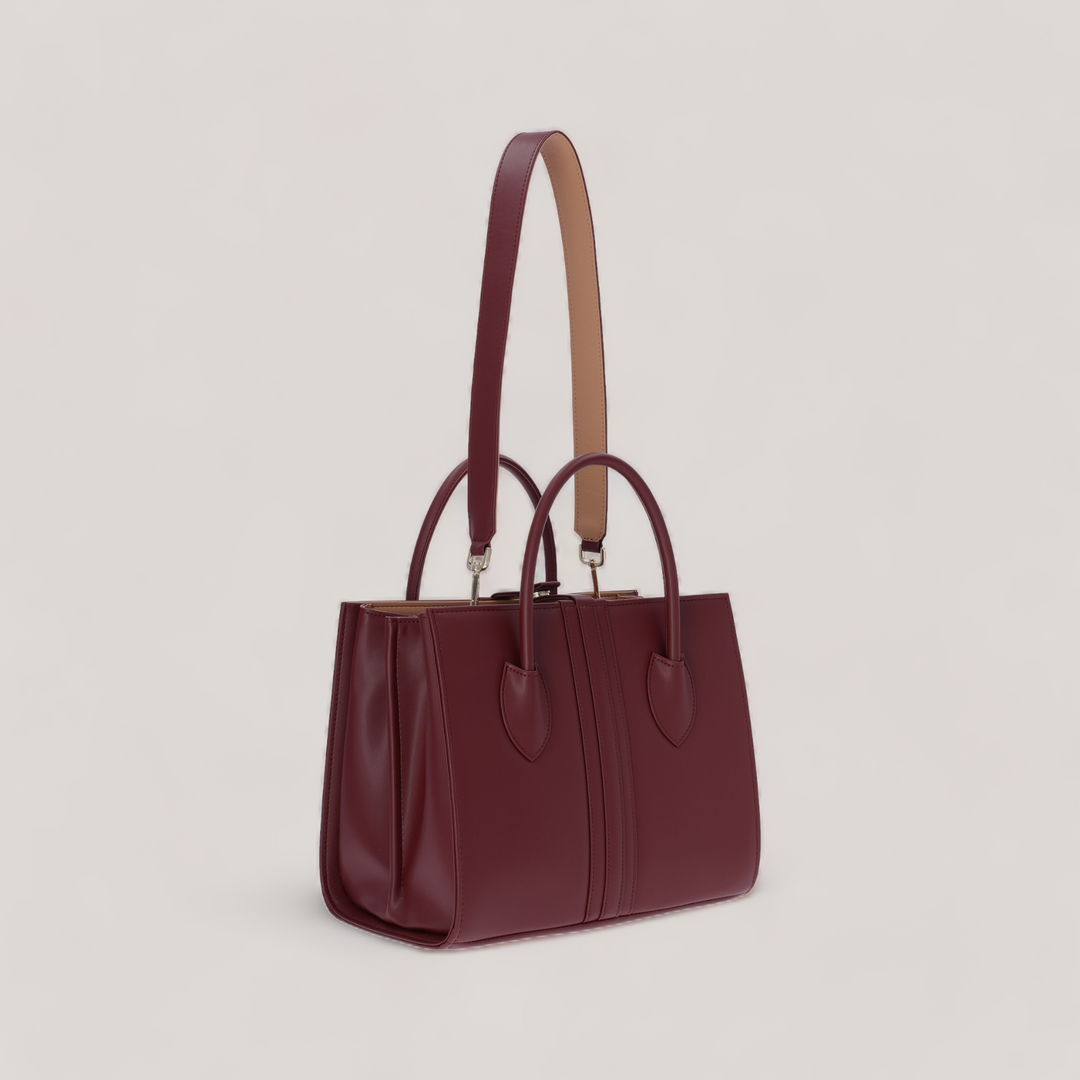 1.6.1 Maxi - Tote Shoulder Bag - Burgundy Corn Leather | Vegan Handbags | By Alexandra K.. Available at ALLTRUEIST
