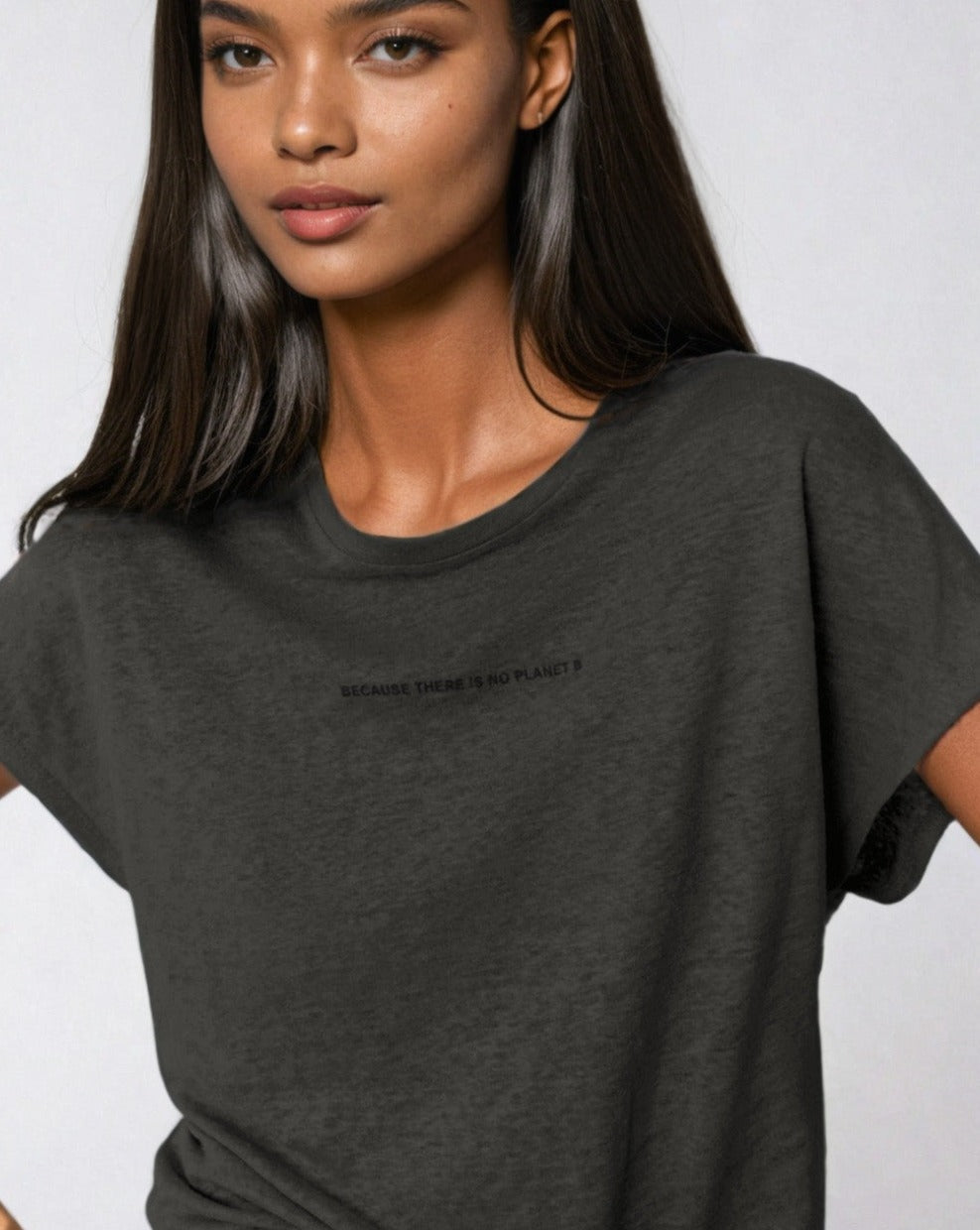 Ani - Linen T-Shirt - Asphalt | Women's | Women's Clothing | Ecoalf | ALLTRUEIST