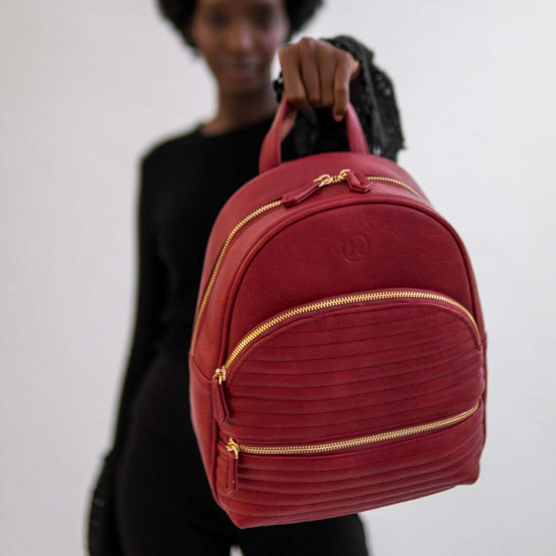 NINA II | Crimson Quilted Midi Backpack