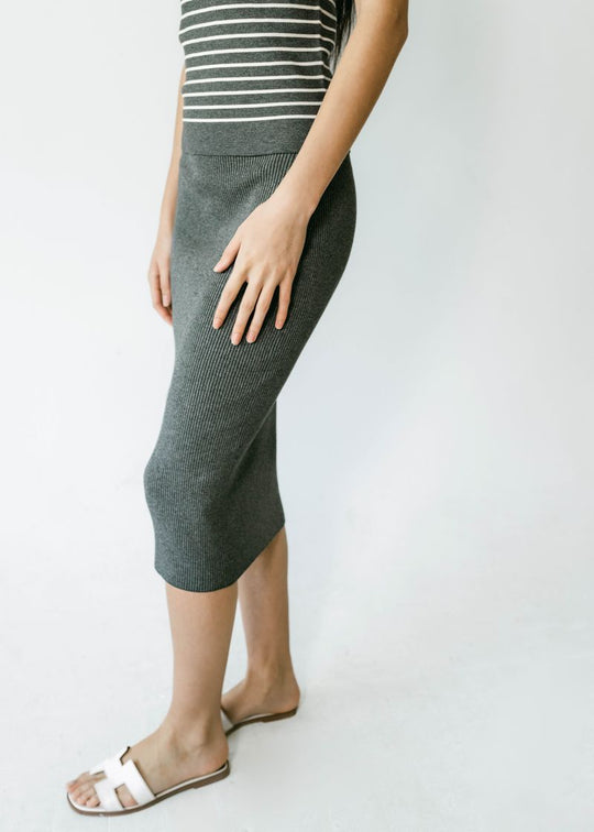 ELLERY | Jupe mi-longue côtelée à taille haute