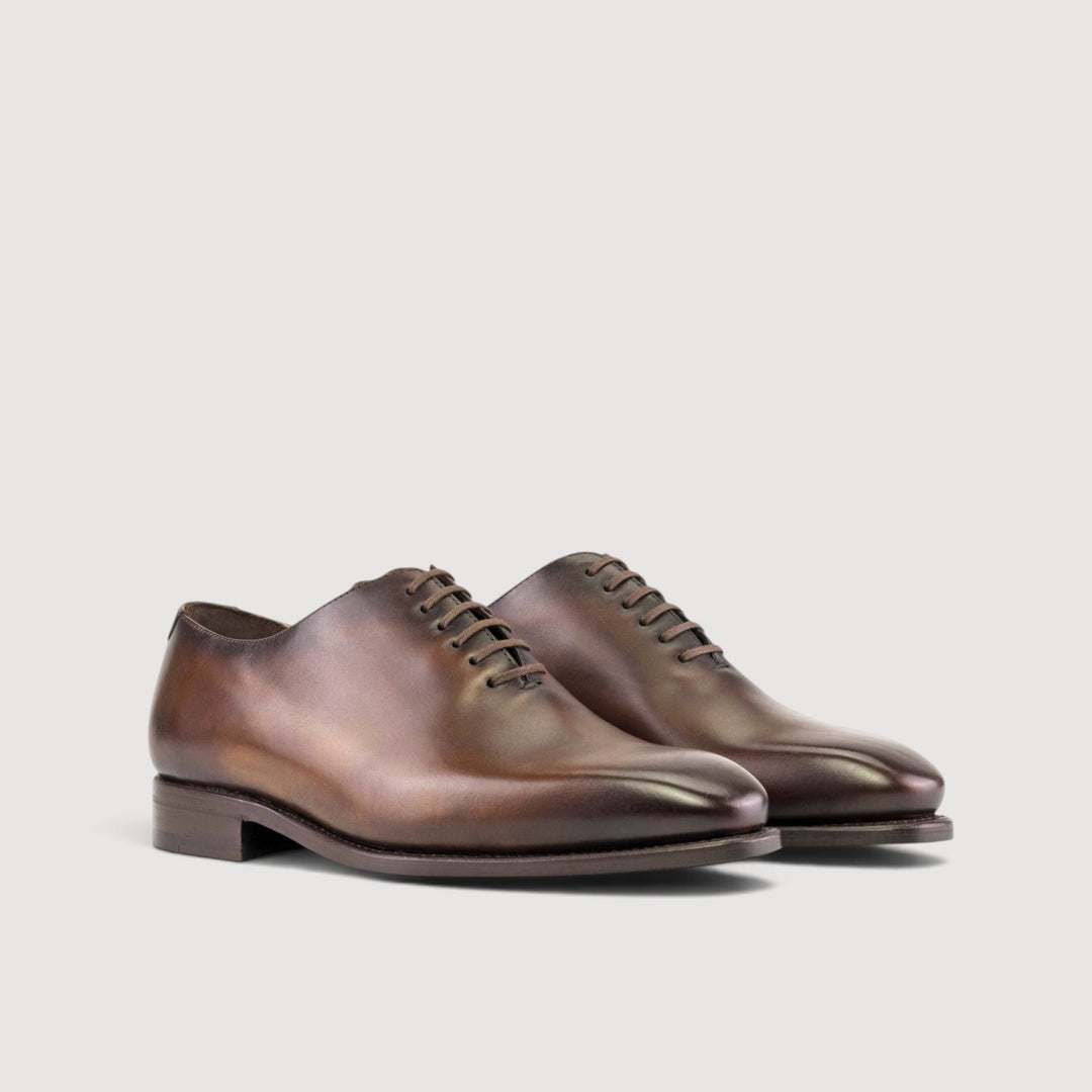 Wholecut Oxford Shoes - Brown - Hand-Painted Leather | Goodyear Welt