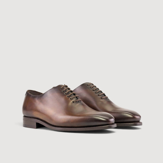 Wholecut Oxford Shoes - Brown - Hand-Painted Leather | Goodyear Welt