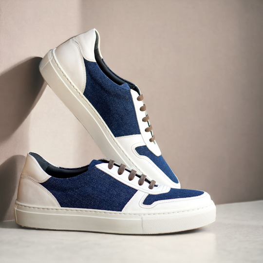 VERVE | Low Top Trainer -Blue Denim & White | Women's | Vegan Women's Shoes | allTRUEist