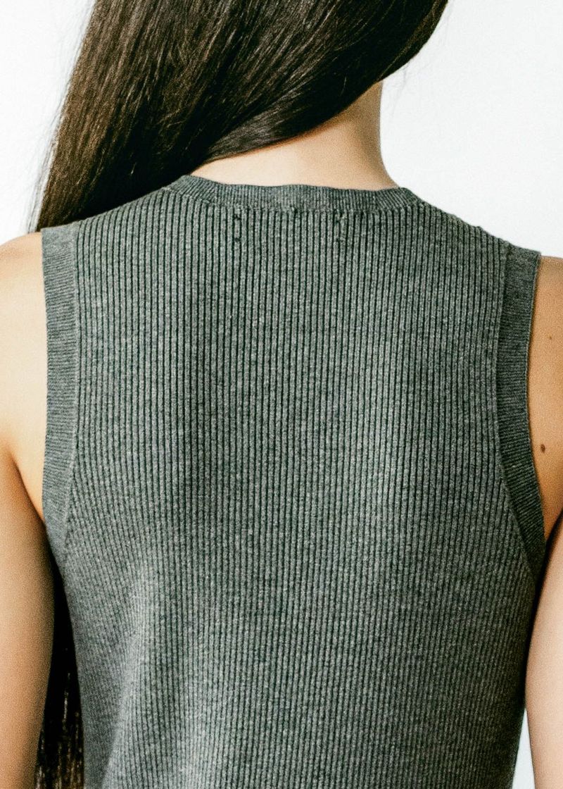 CELINE | Sleeveless Crew-Neck Rib Long Dress