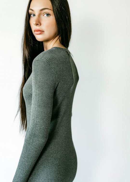 FIONA | Long Sleeve Crew-Neck Rib Dress
