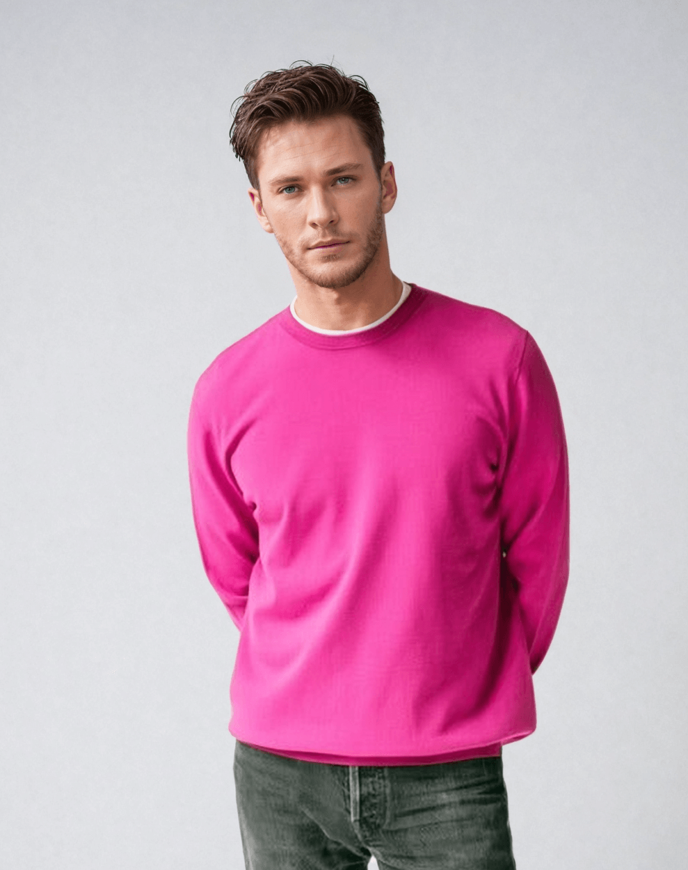 CALEB | Long Sleeve Crew-Neck Sweater | COLOR: MAGENTA |3D Knitted by ALLTRUEIST