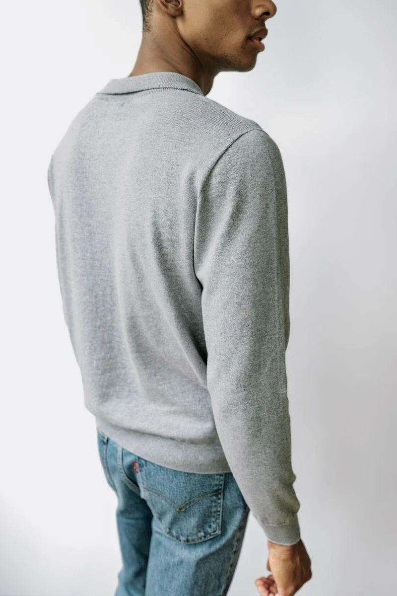 NEIL | Egyptian Cotton Long Sleeve Open Polo