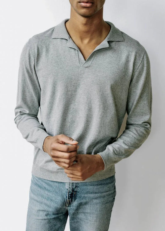 NEIL | Egyptian Cotton Long Sleeve Open Polo