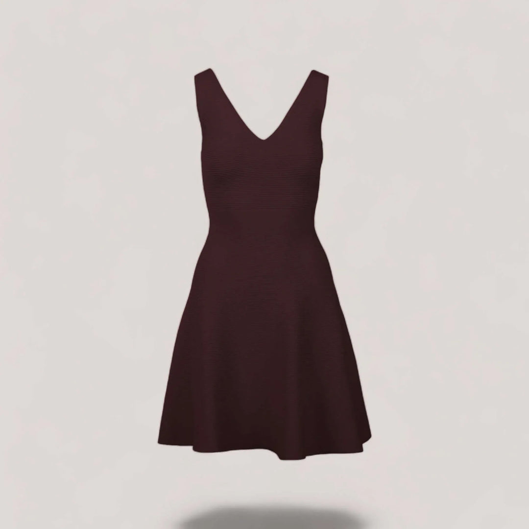 ALISA Sleeveless V-Neck Flared Knit Dress | Maison Alltrueist allTRUEist ALISA Sleeveless V-Neck Flared Knit Dress | Maison Alltrueist allTRUEist