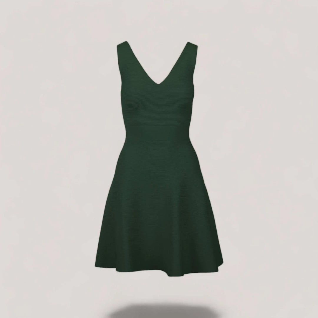 ALISA Sleeveless V-Neck Flared Knit Dress | Maison Alltrueist allTRUEist ALISA Sleeveless V-Neck Flared Knit Dress | Maison Alltrueist allTRUEist