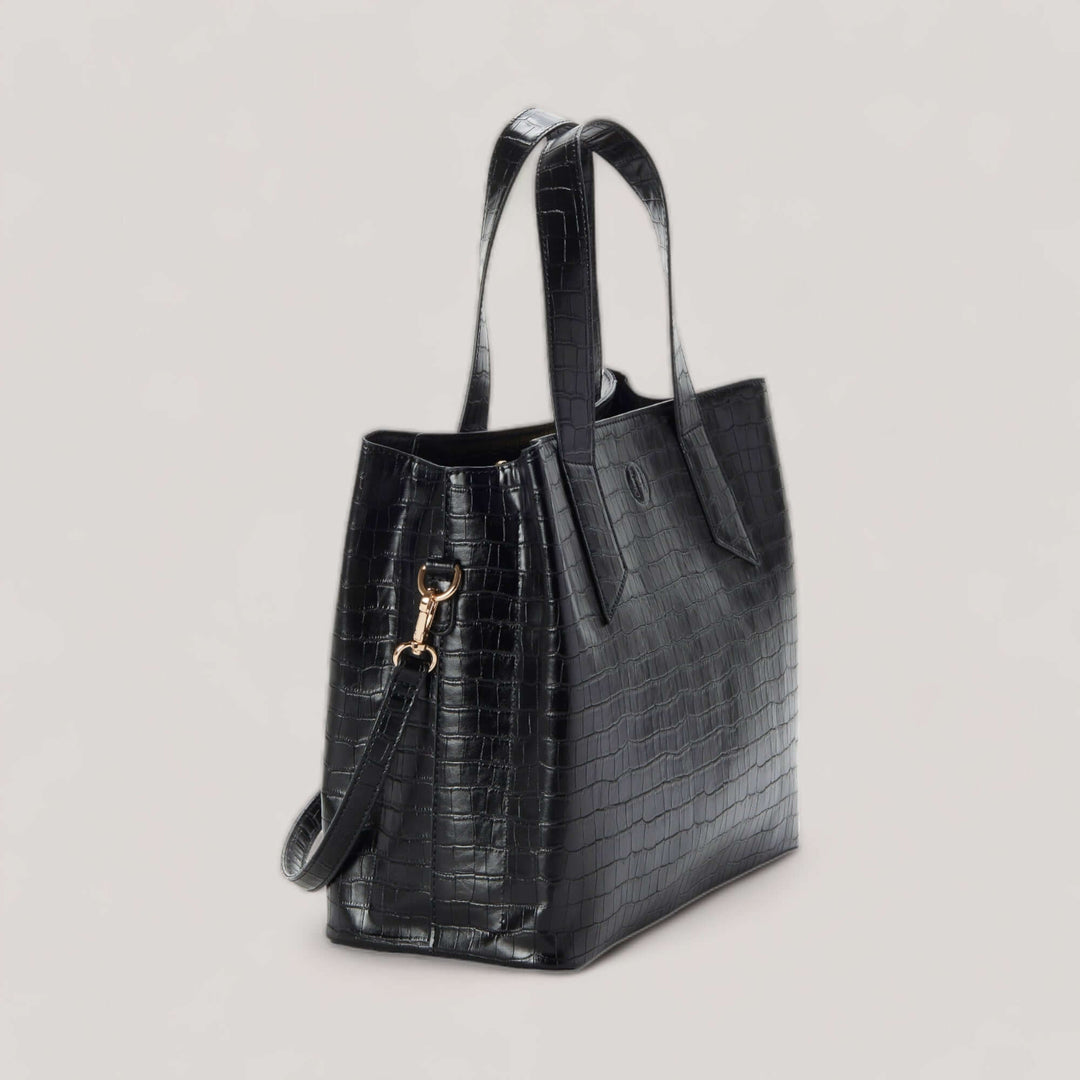 ARIANA | Black Croco Shoulder Bag Tote