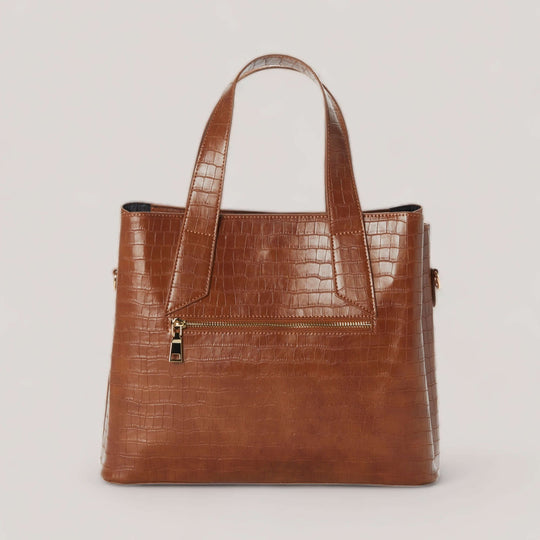 ARIANA | Cognac Croco Shoulder Bag Tote
