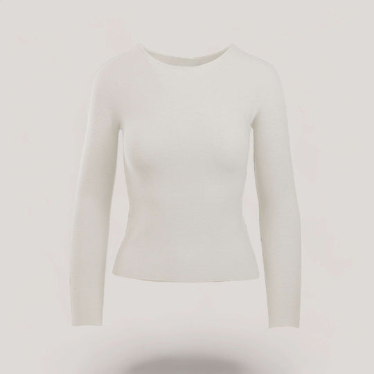 AVERY | Boat Neck Long Sleeve Top | COLOR: IVORY |3D Knitted by ALLTRUEIST