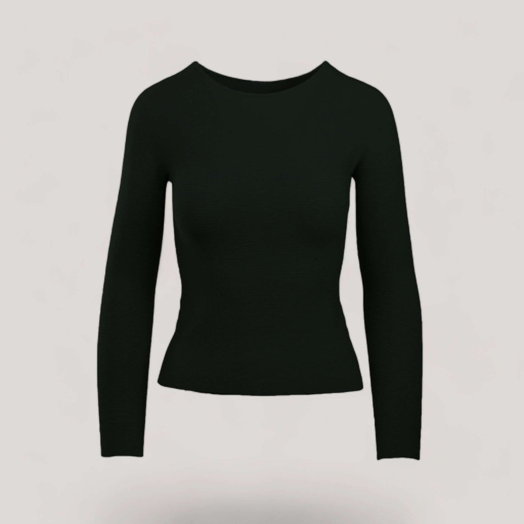 AVERY | Boat Neck Long Sleeve Top | COLOR: LODEN |3D Knitted by ALLTRUEIST
