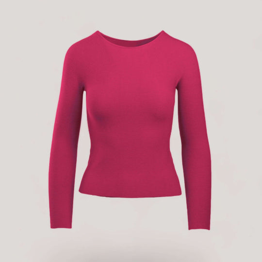 AVERY | Boat Neck Long Sleeve Top | COLOR: MAGENTA |3D Knitted by ALLTRUEIST
