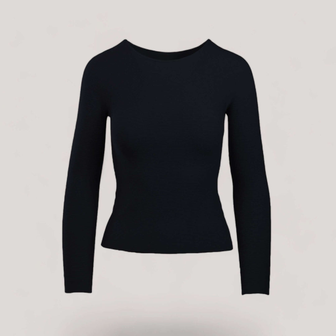 AVERY | Boat Neck Long Sleeve Top | COLOR: NAVY |3D Knitted by ALLTRUEIST