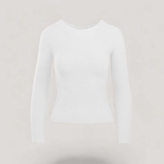 AVERY | Boat Neck Long Sleeve Top | COLOR: WHITE |3D Knitted by ALLTRUEIST