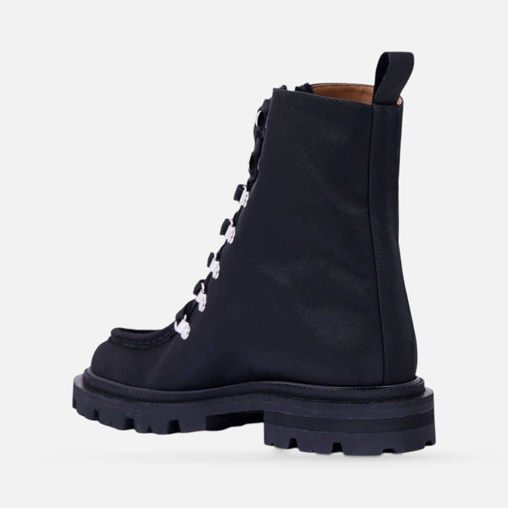 AERA AMALIA black lace-up ankle boot, inner-side view showing the arch and heel.