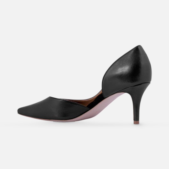 AERA ANITA black nappa-effect pump, inner-side view showing the arch and heel.