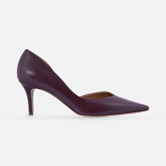 AERA ANITA chestnut nappa-effect pump, side view.