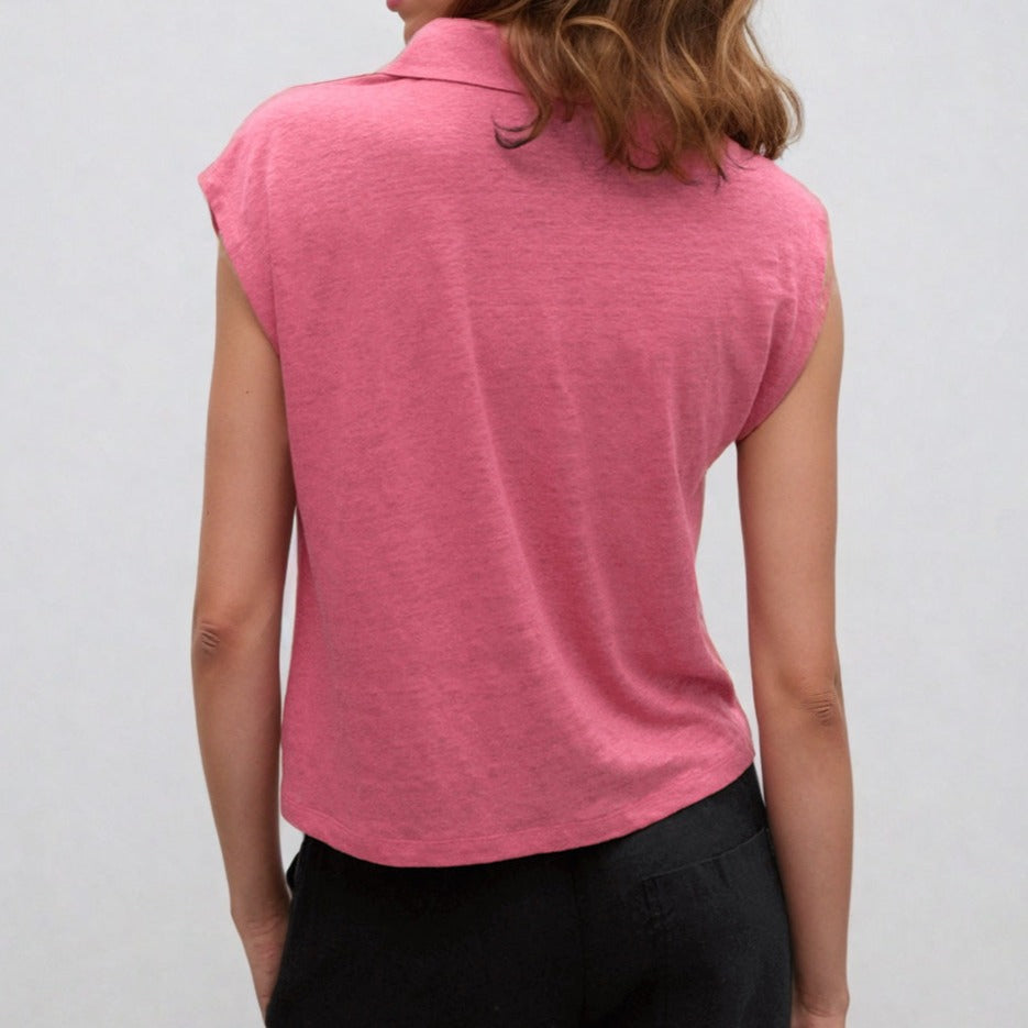 Braganza - Sleeveless Linen Polo Shirt - Gardenia | Women's | Women's Clothing | Ecoalf | ALLTRUEIST