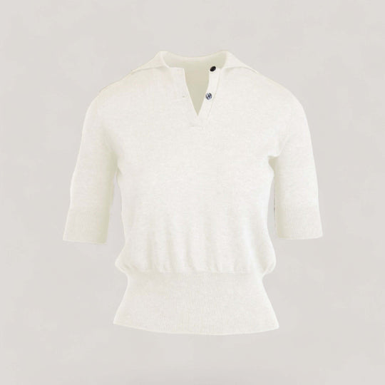 AUDREY | Egyptian Cotton Polo Shirt | COLOR: BIANCO |3D Knitted by ALLTRUEIST