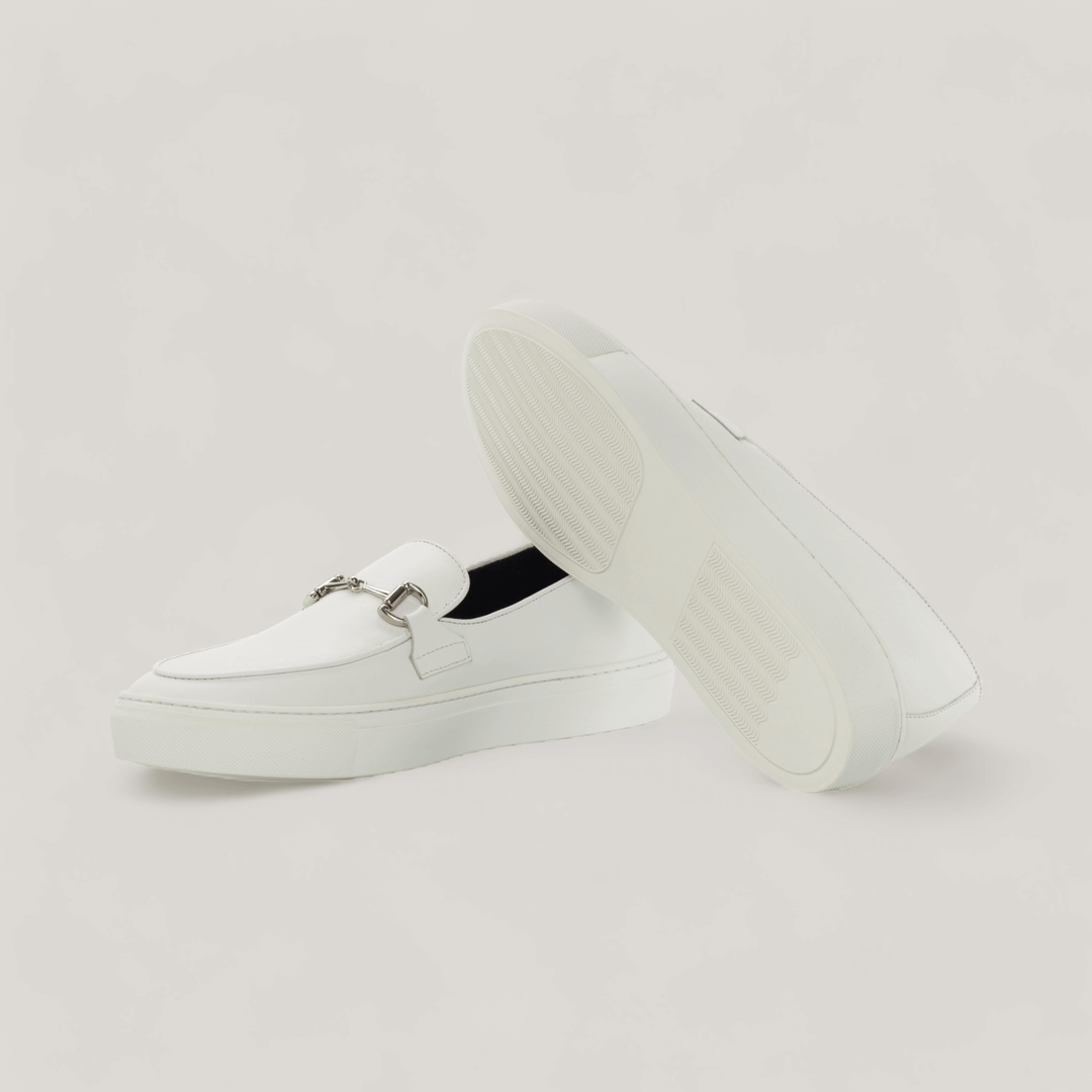 ICARUS | Loafer Sneakers - Metal-Bit - White & Silver | Men's | Men's Shoes | MADE-TO-MEASURE by ALLTRUEIST | allTRUEist