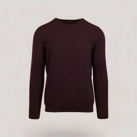 CALEB | Long Sleeve Crew-Neck Sweater | COLOR: BORDEAUX |3D Knitted by ALLTRUEIST