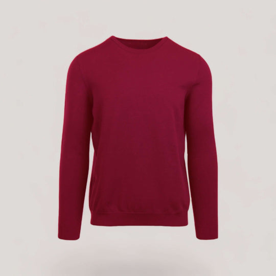 CALEB | Long Sleeve Crew-Neck Sweater | COLOR: CRIMSON |3D Knitted by ALLTRUEIST
