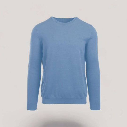 CALEB | Long Sleeve Crew-Neck Sweater | COLOR: LIGHT BLUE |3D Knitted by ALLTRUEIST