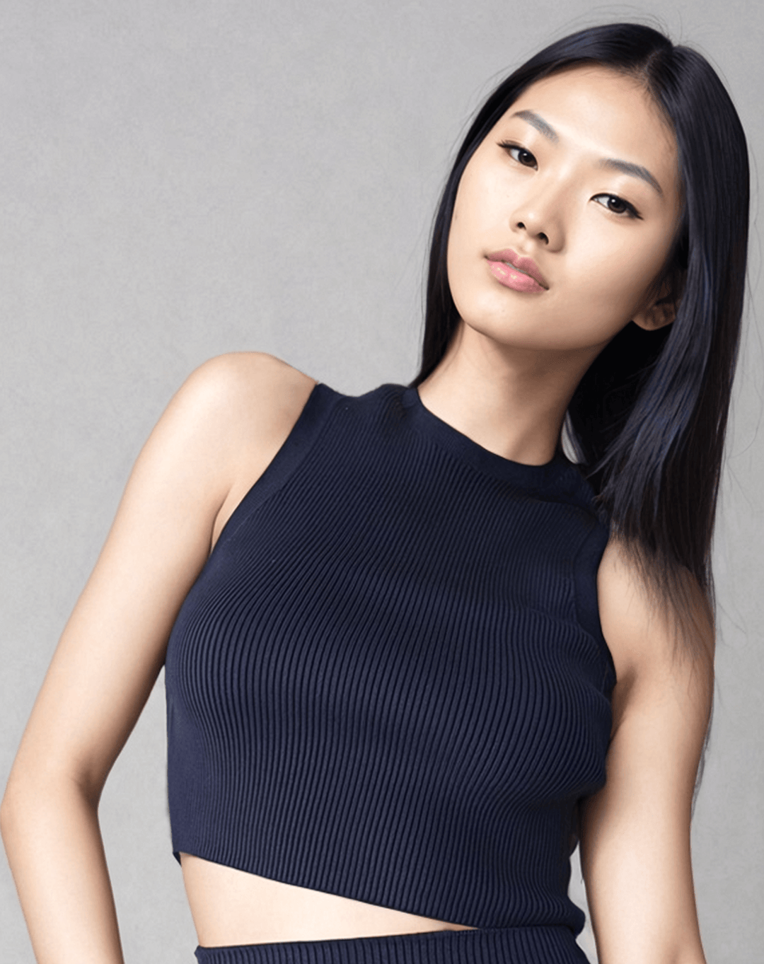 CAMILLE | Cropped Sleeveless Top | COLOR: NAVY |3D Knitted by ALLTRUEIST