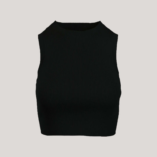 CAMILLE | Cropped Sleeveless Top | COLOR: BLACK |3D Knitted by ALLTRUEIST