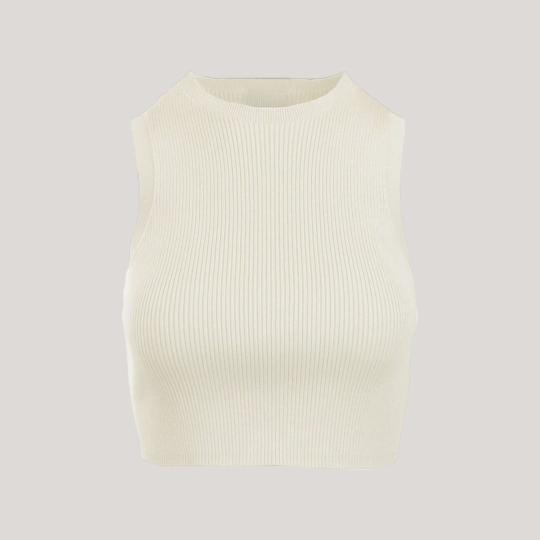CAMILLE | Cropped Sleeveless Top | COLOR: IVORY |3D Knitted by ALLTRUEIST