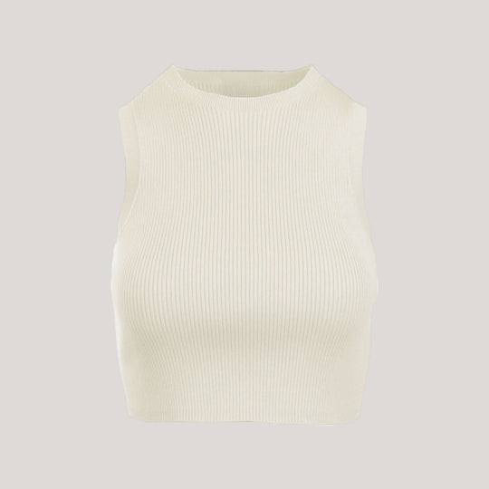 CAMILLE | Cropped Sleeveless Top | COLOR: IVORY |3D Knitted by ALLTRUEIST