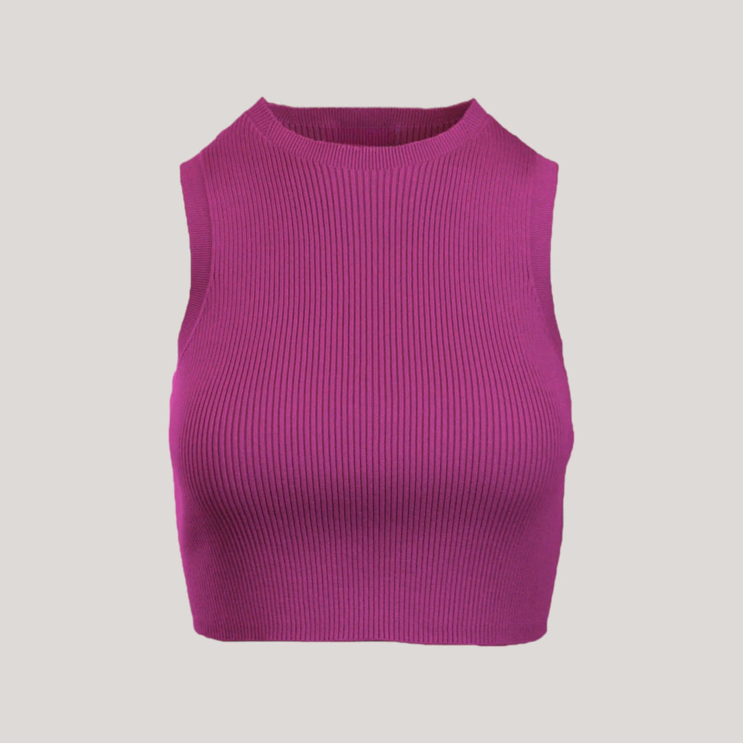 CAMILLE | Cropped Sleeveless Top | COLOR: MAGENTA |3D Knitted by ALLTRUEIST