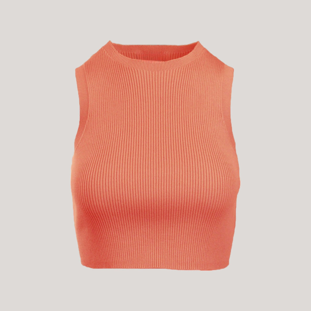CAMILLE | Cropped Sleeveless Top | COLOR: PEACH |3D Knitted by ALLTRUEIST