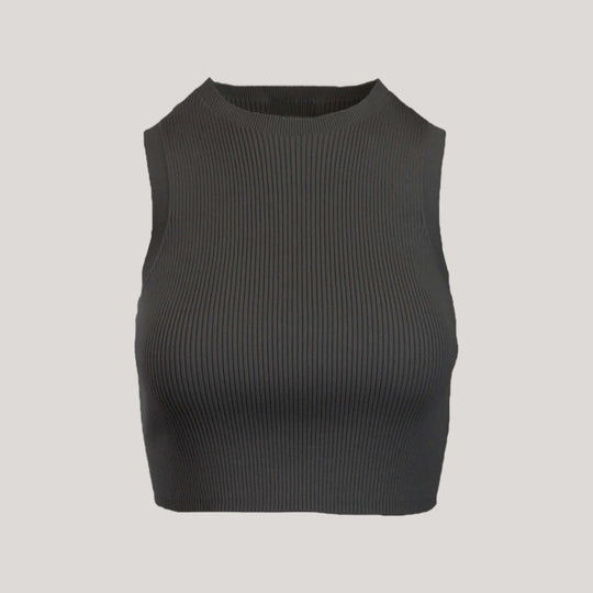 CAMILLE | Cropped Sleeveless Top | COLOR: SLATE GREY |3D Knitted by ALLTRUEIST