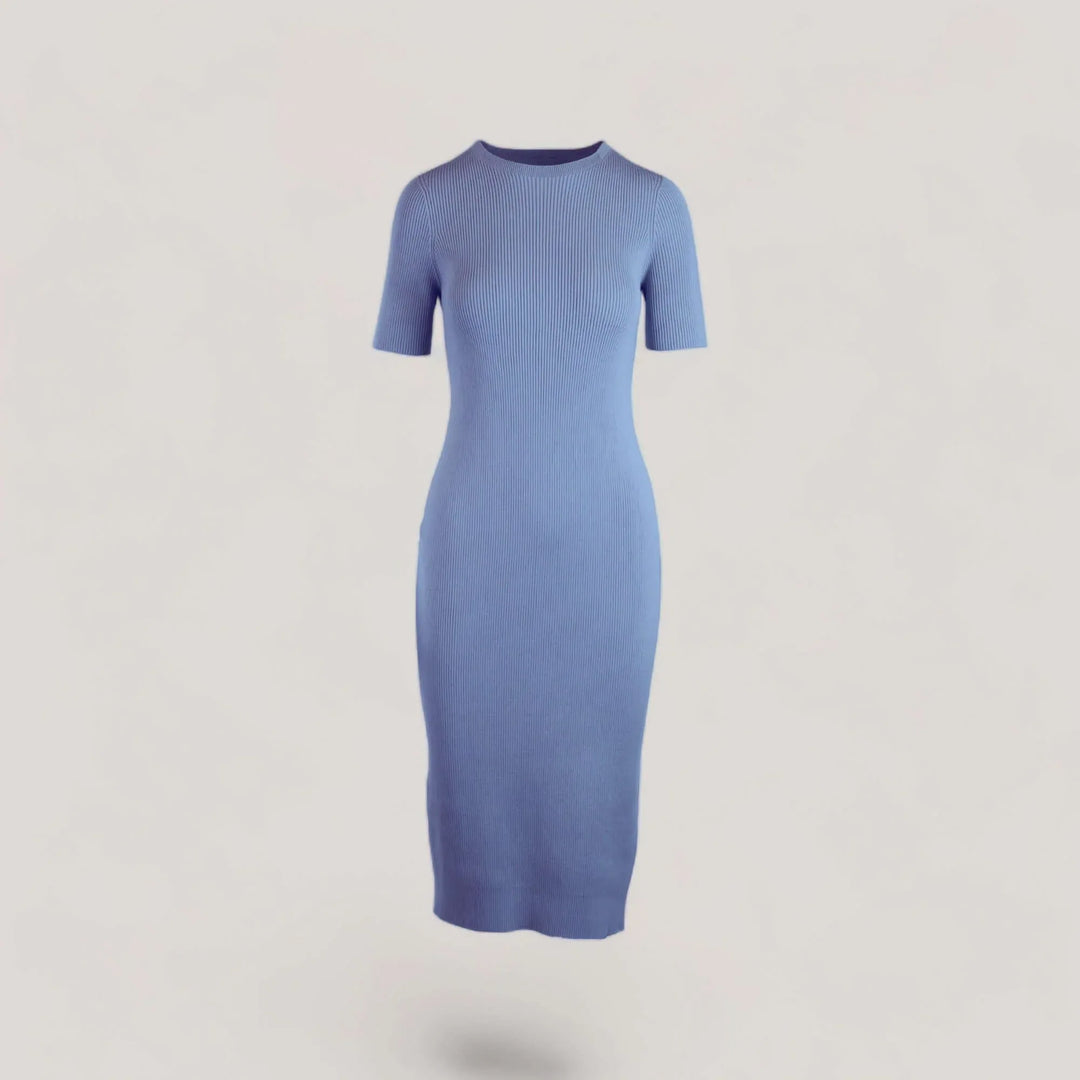 CELESTE EcoVero Viscose Short Sleeve Crew-Neck Rib Dress | On-Demand | ALLTRUEIST allTRUEist CELESTE EcoVero Viscose Short Sleeve Crew-Neck Rib Dress | On-Demand | ALLTRUEIST allTRUEist
